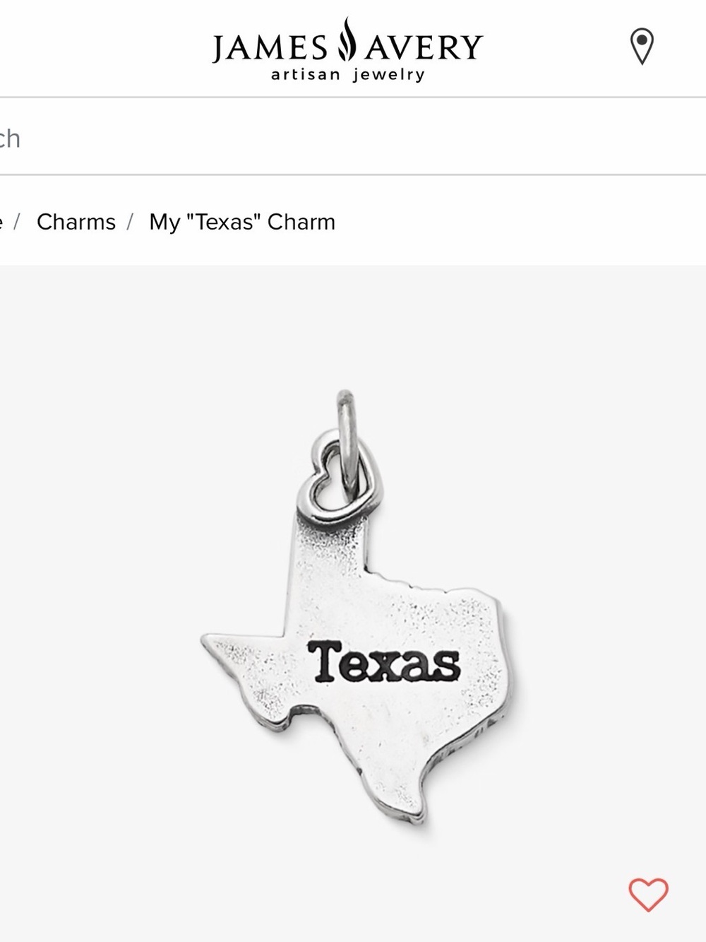 James Avery Silver Texas State Charm